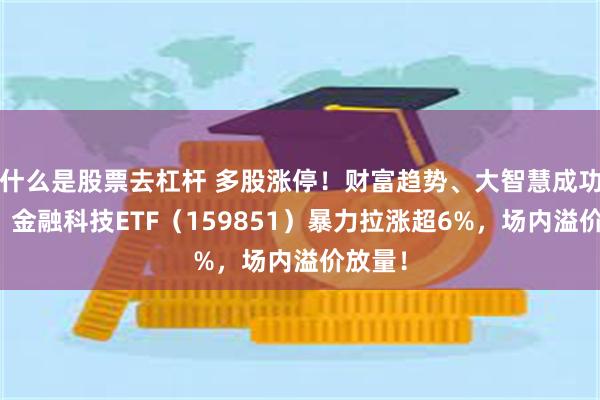 什么是股票去杠杆 多股涨停！财富趋势、大智慧成功封板，金融科技ETF（159851）暴力拉涨超6%，场内溢价放量！