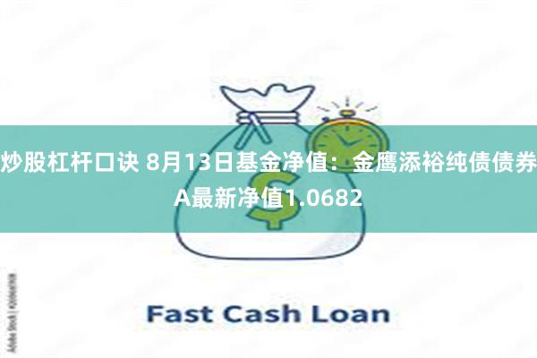 炒股杠杆口诀 8月13日基金净值：金鹰添裕纯债债券A最新净值1.0682